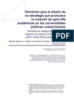 Elementos para El Diseño de Una Estrategia Que Promueva La Creación de Spin-Offs Académicas en Las Universidades Públicas Costarricenses