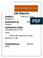 Lab Reports: Subject: Electric Circuit Submitted To: Mam Aimen Submission Date