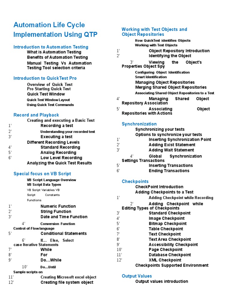 QTP Automation Testing Guide | PDF | Computer Engineering | Scripting ...