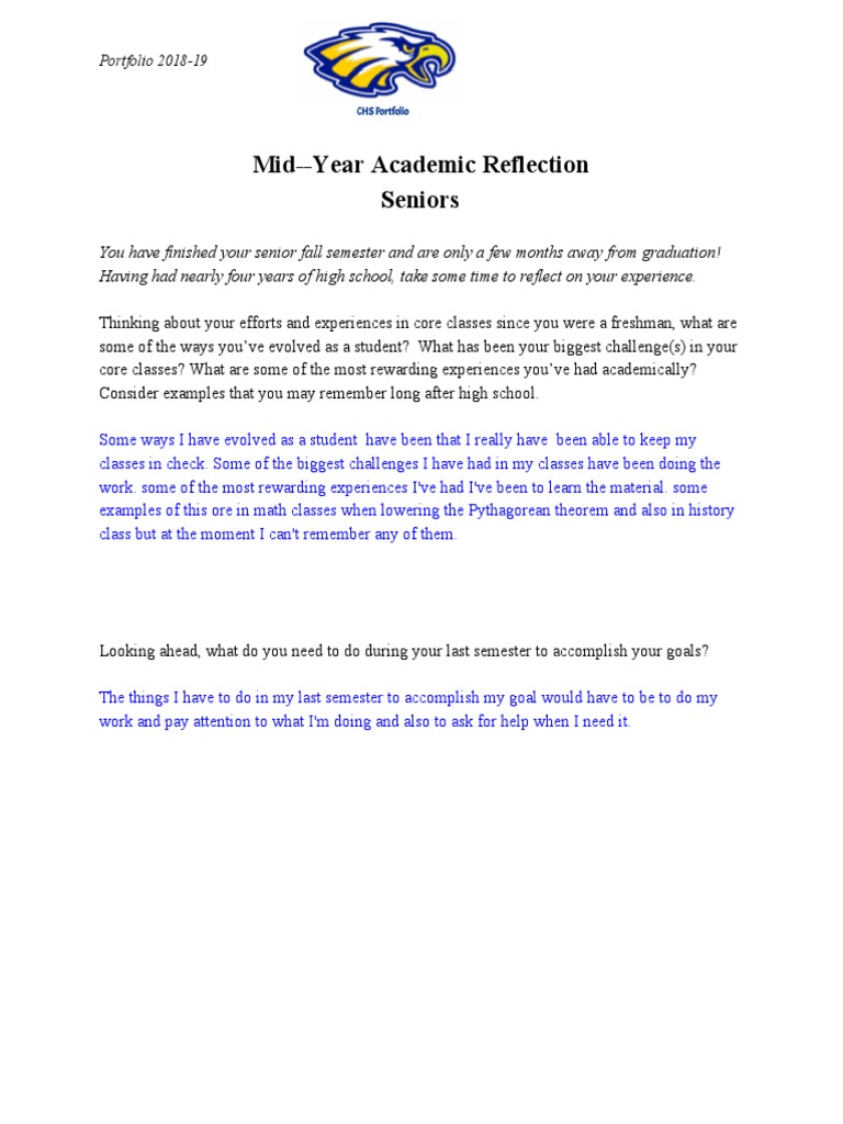 Mid - Year Academic Reflection | PDF