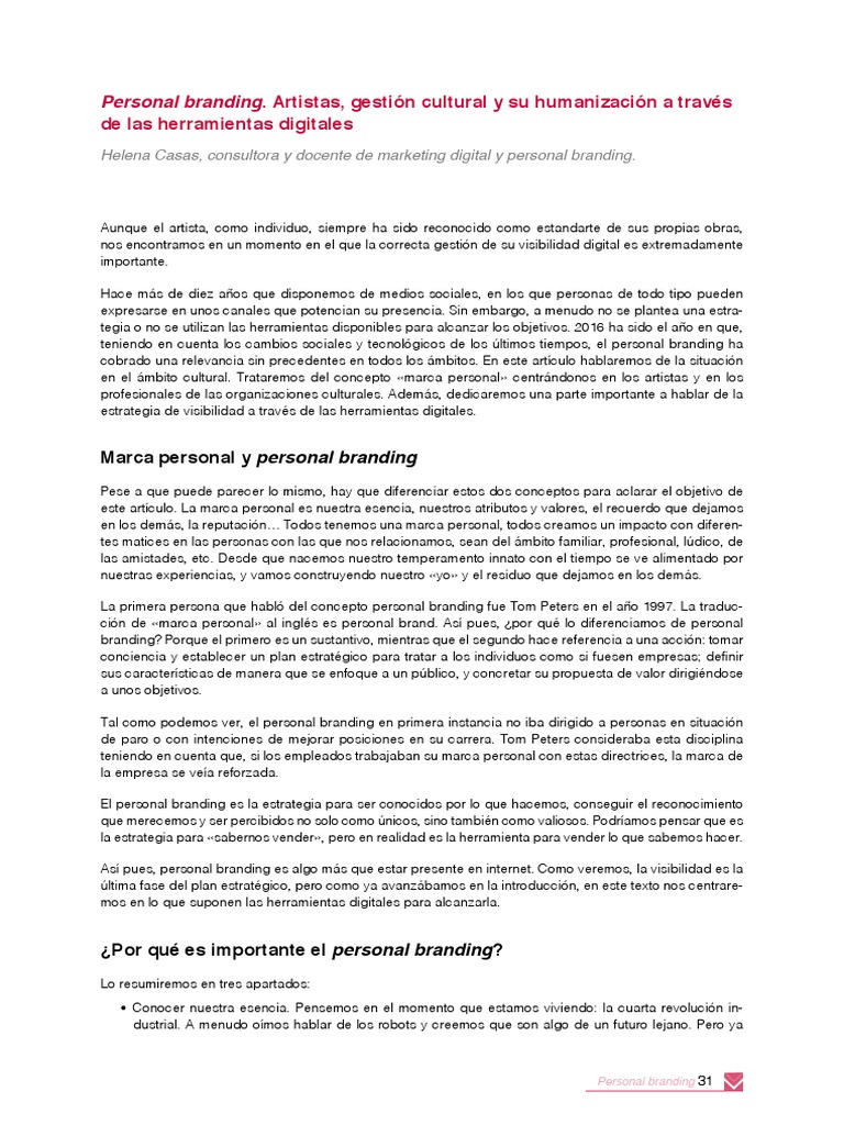 Personal Branding para Artistas en Digital | PDF | Gestión de la marca ...