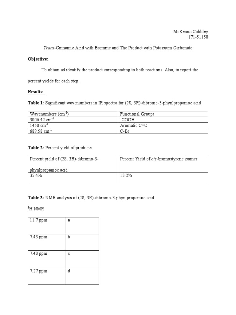O Chem Final Lab Report | PDF | Alkene | Chemical Reactions