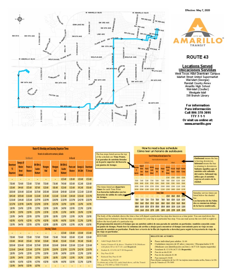 Route 43 Bus Schedule Overview | PDF