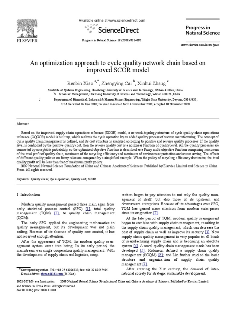 An Optimization Approach To Cycle Quality Network Chain Based On ...