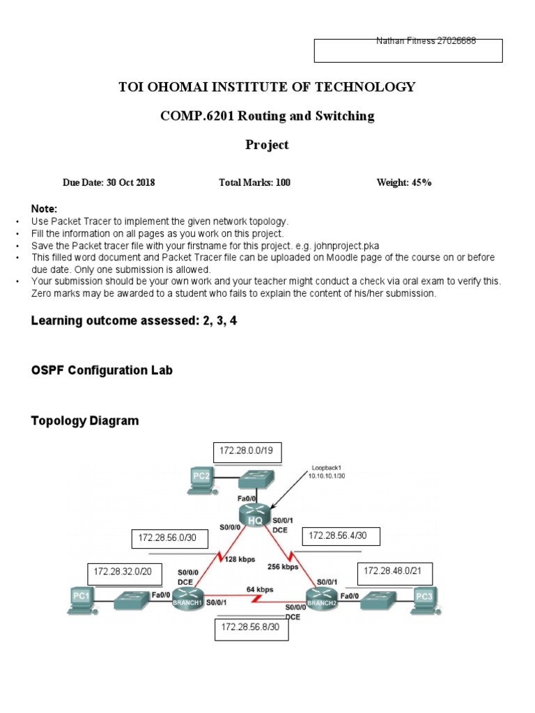 Toi Ohomai Institute of Technology COMP.6201 Routing and Switching