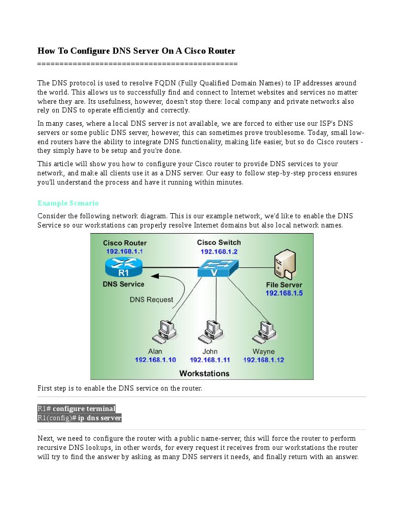 How To Configure DNS Server On A Cisco Router | PDF | Domain Name ...