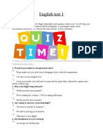 English Test 1: Welcome To Your Quiz 1