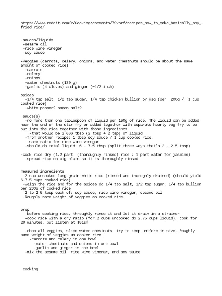 Fried Rice Recipe PDF Tablespoon Ginger