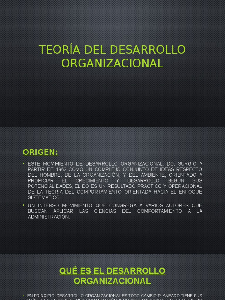 Teoría Del Desarrollo Organizacional | PDF | Desarrollo organizacional ...