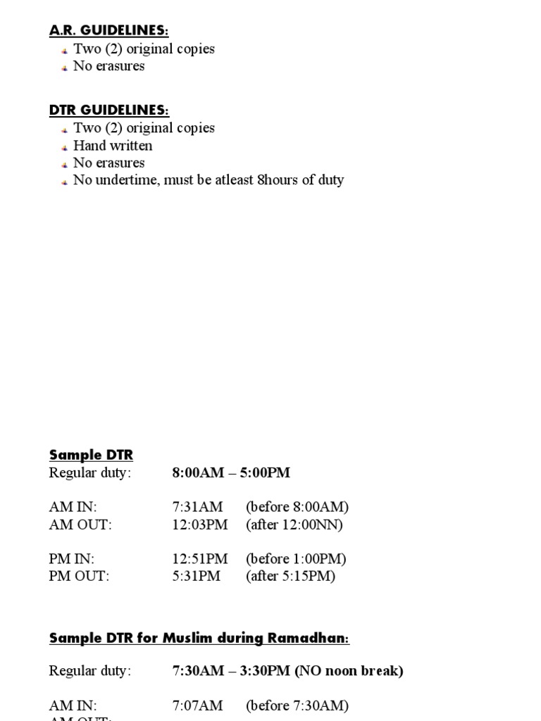 DTR and A.R. Submission Guidelines | PDF