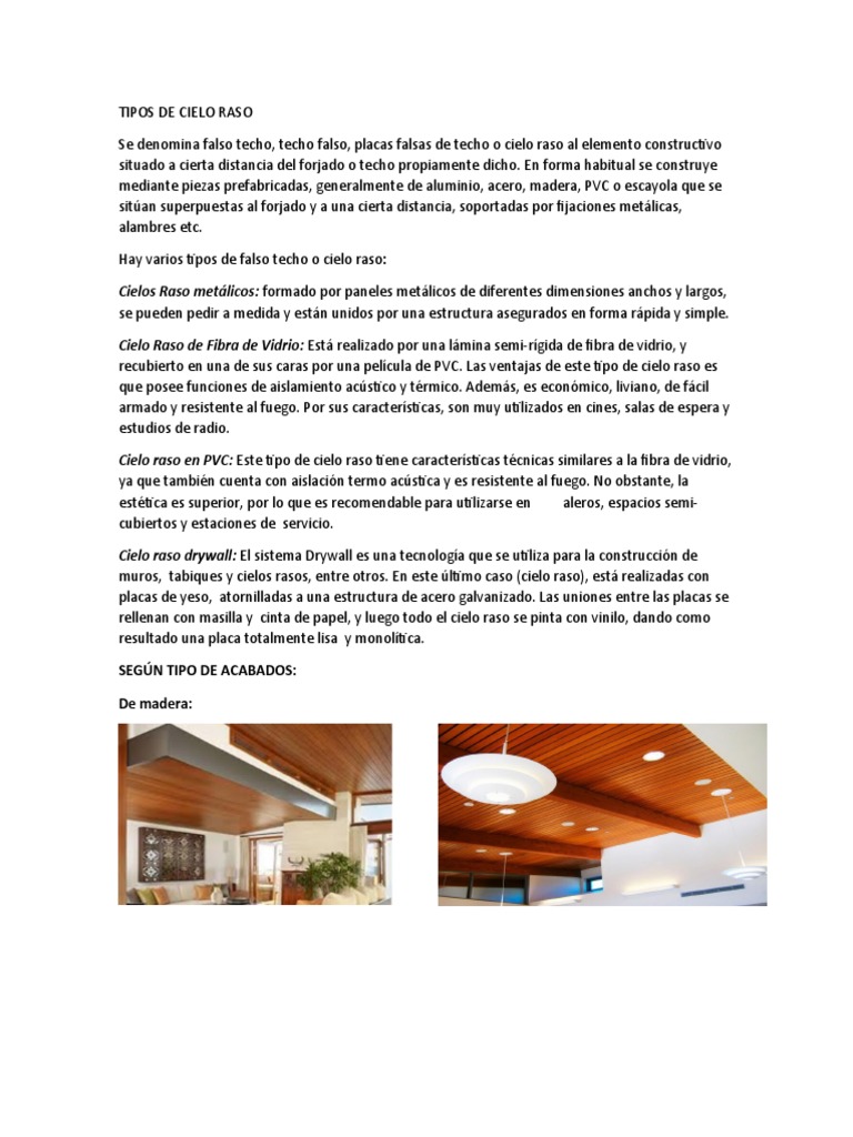 Tipos De Cielo Raso Y Sus Características – SAUS
