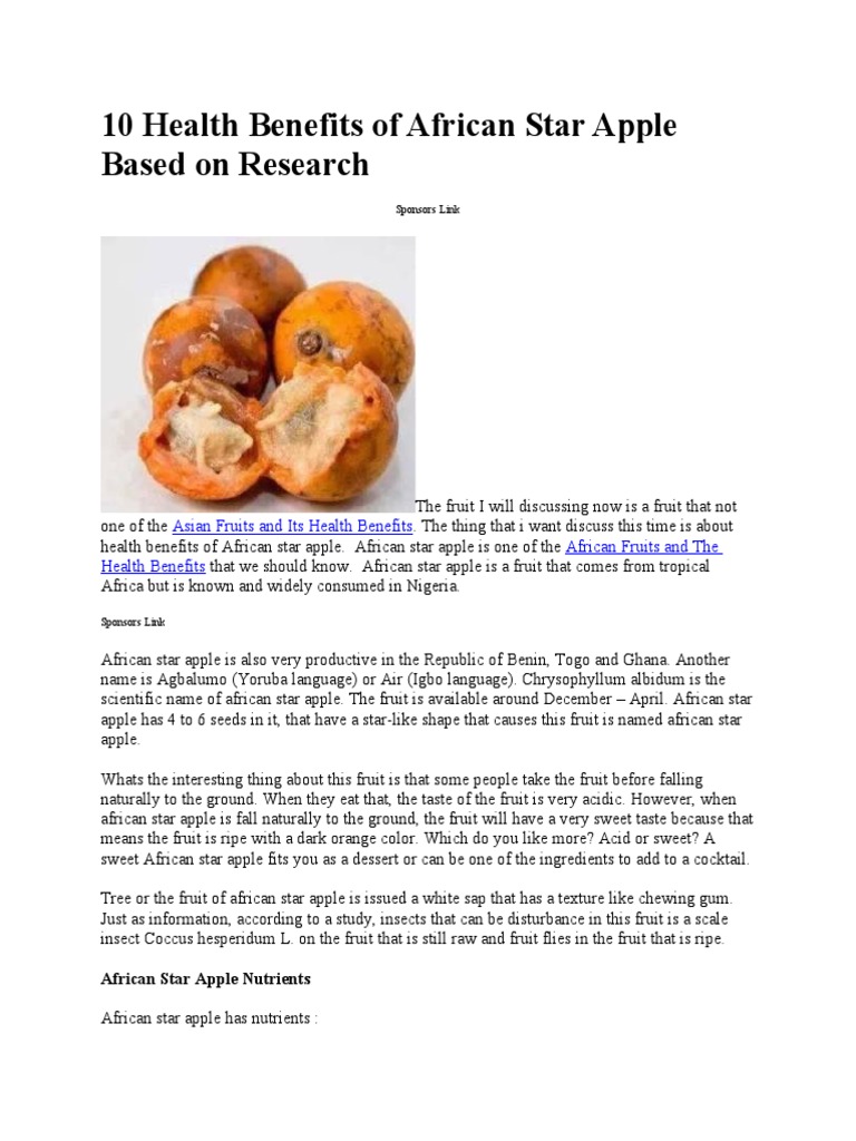 10 Health Benefits Of African Star Apple Based On Research Pdf