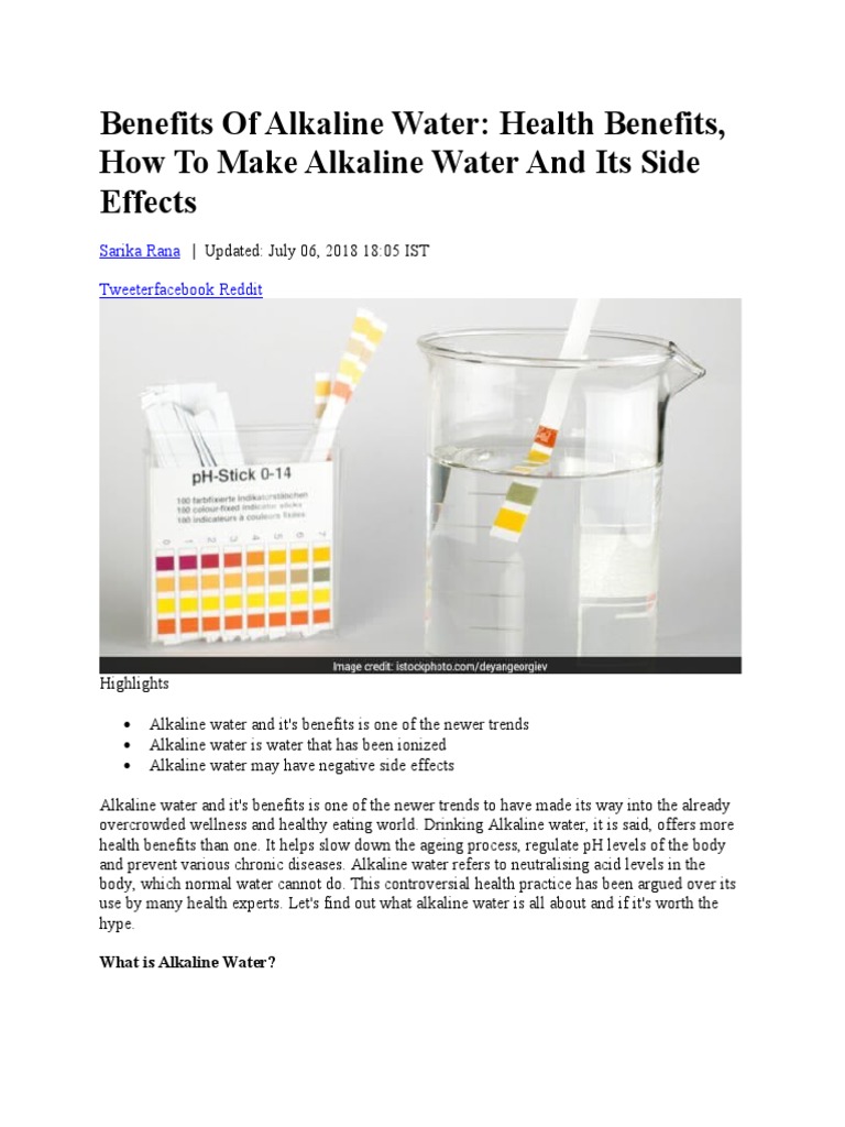 Benefits of Alkaline Water PDF Alkalinity Soft Drink
