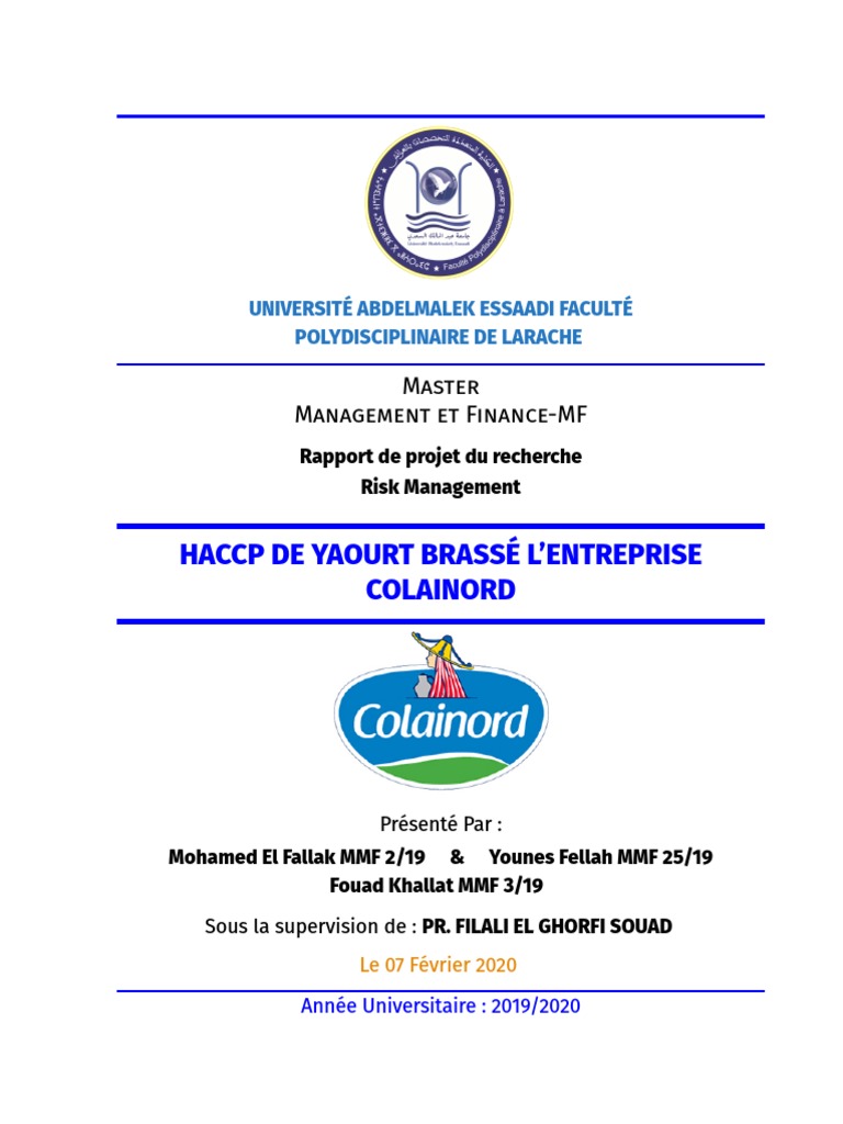 HACCP pour le yaourt Colainord | PDF | Politique alimentaire | Analyse ...