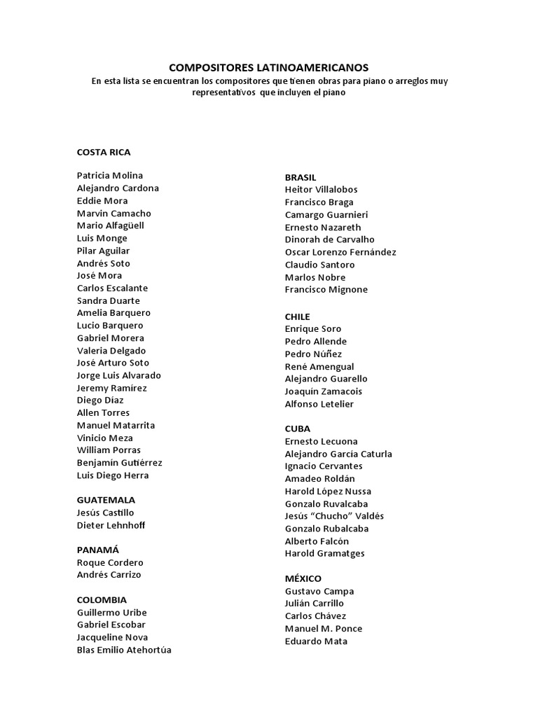 Compositores Latinoamericanos PDF Tradiciones de música clásica y