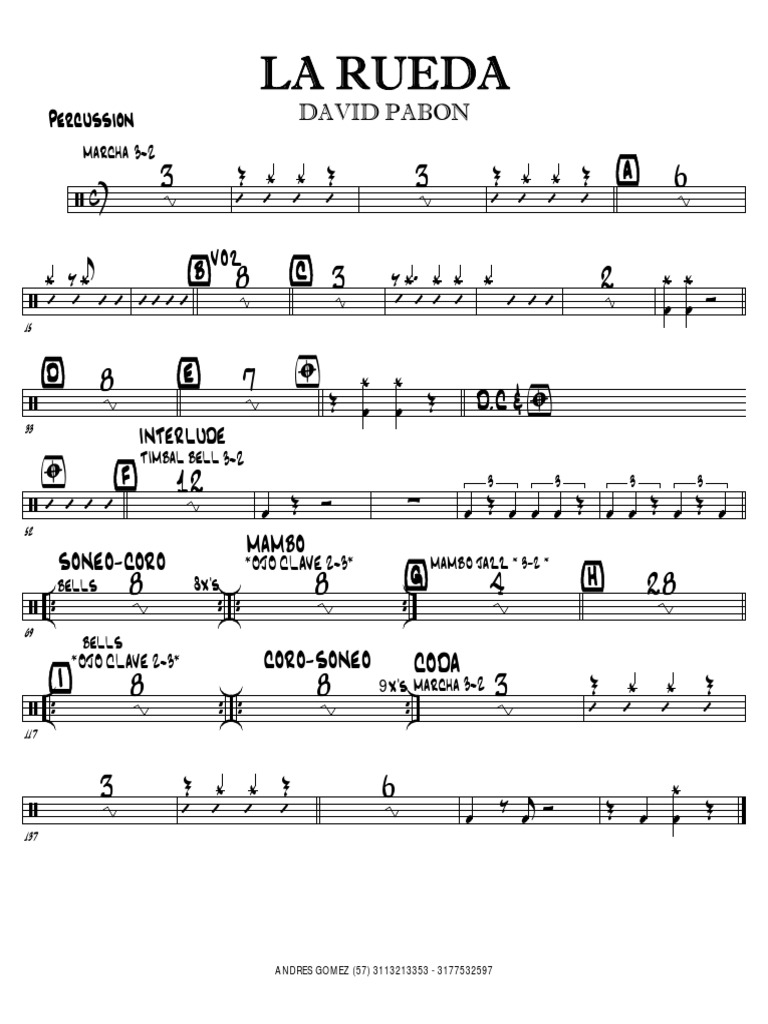 Partitura de Percusión: Mambo y Marcha | PDF