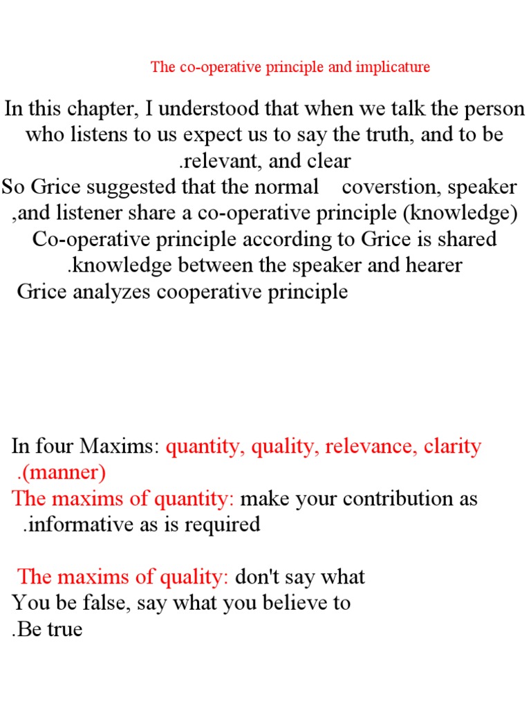 Grice's Cooperative Principle Explained | PDF | Social Science