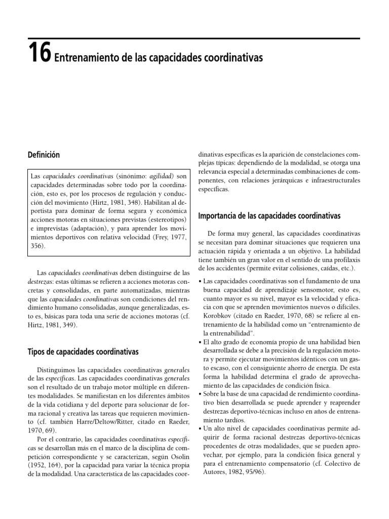 Entrenamiento de Las Capacidades Coordinativas - Jurgen Weineck | PDF ...