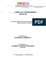 Compilation On Criminalistics (Area 3) : in Partial Fulfillment of The Requirement For The Subject Review Program 1