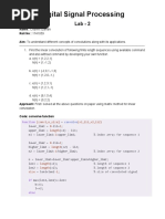 Digital Signal Processing: Name: Roll No: Aim