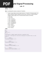 Digital Signal Processing: Name: Roll No: Aim