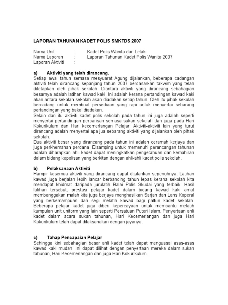 Laporan Thn Kadet Polis & Takwim 2007eja