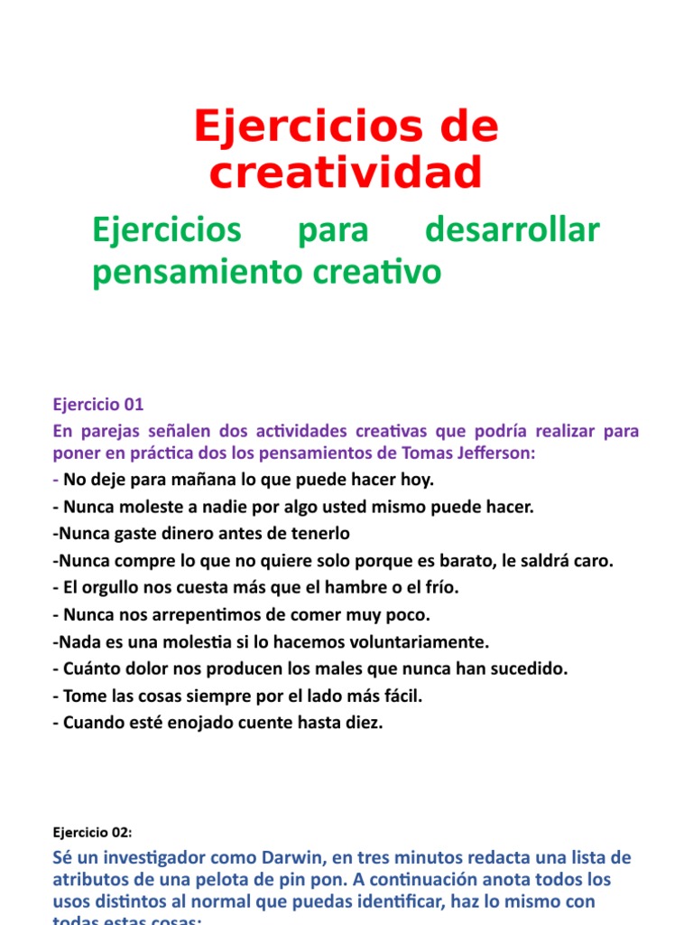 Ejercicios de Creatividad | PDF