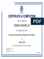 Receiving and Responding To Workplace Communication - Certificate of Completion