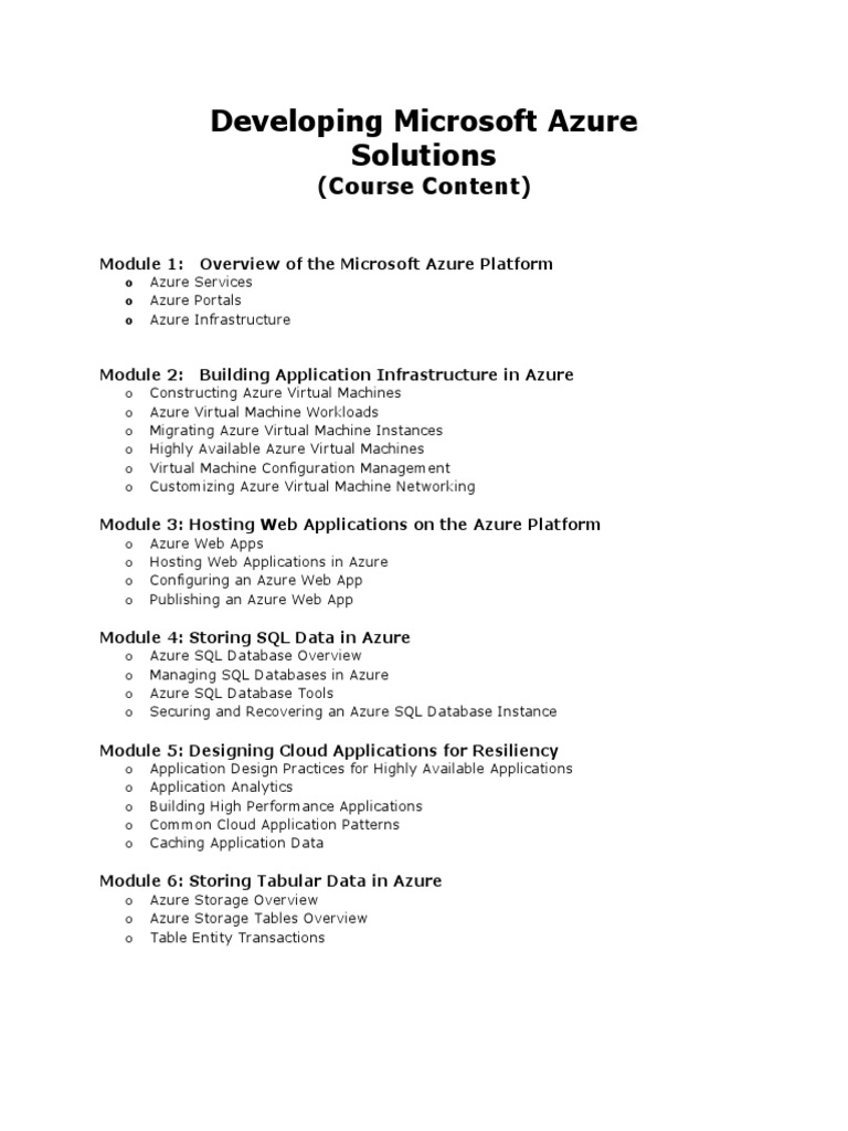 Microsoft Azure Solutions Training Guide | PDF | Computers