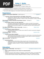 Haley Wolfe Resume