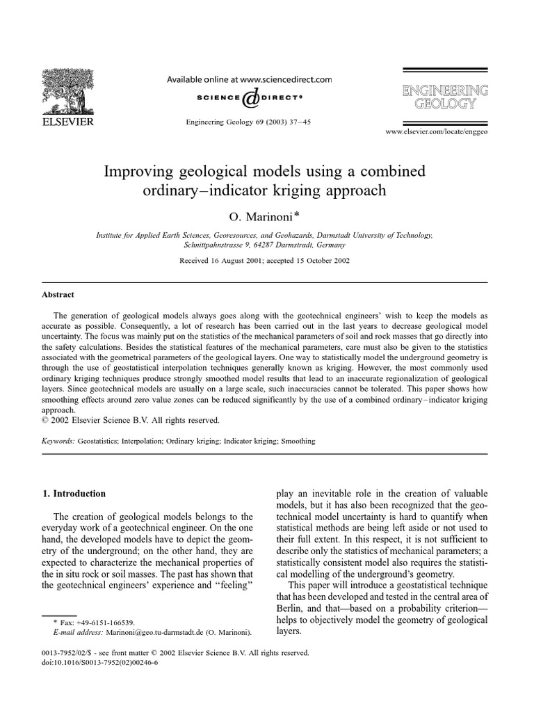 Improving Geological Models Using A Combined Ordinary Indicator Kriging