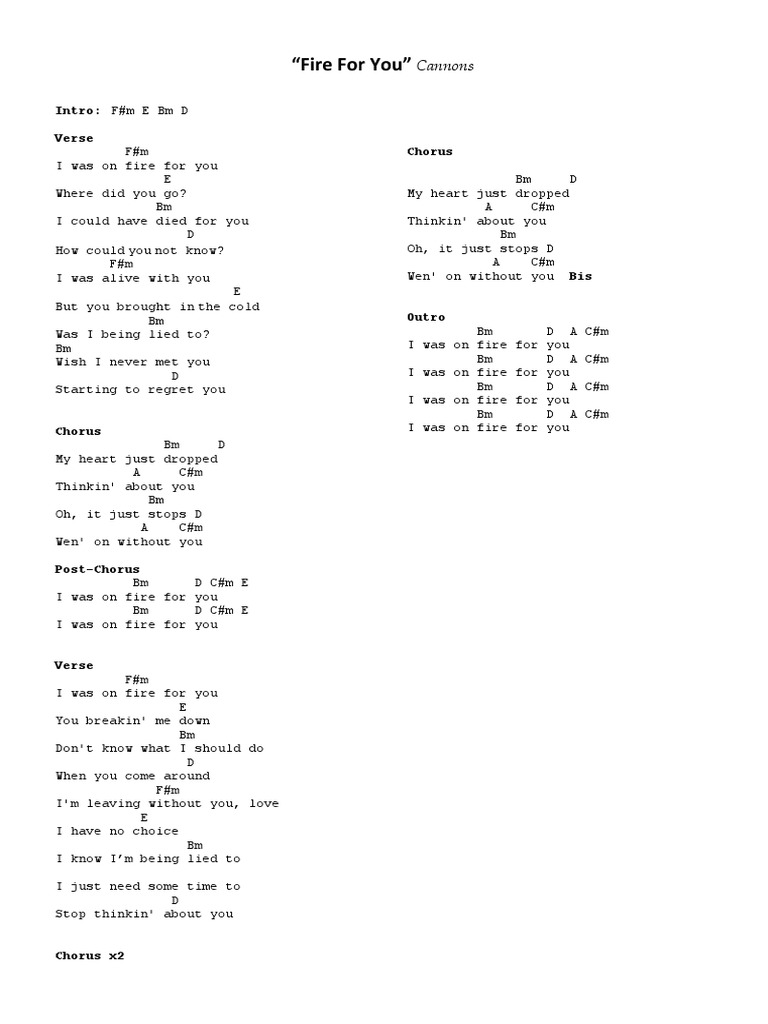 Cannons Fire For You Song Structure Musical Forms