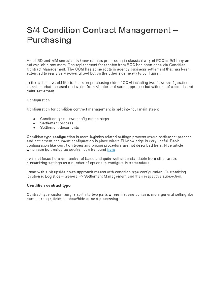S4 Condition Contract Management - Purchasing | PDF | Pricing | Rebate ...