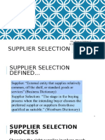 Supplier Selection: Md. Mamun Mahmud B.SC Engg. (IPE) SUST