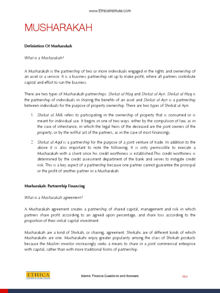 Musharakah | PDF | Partnership | Guarantee