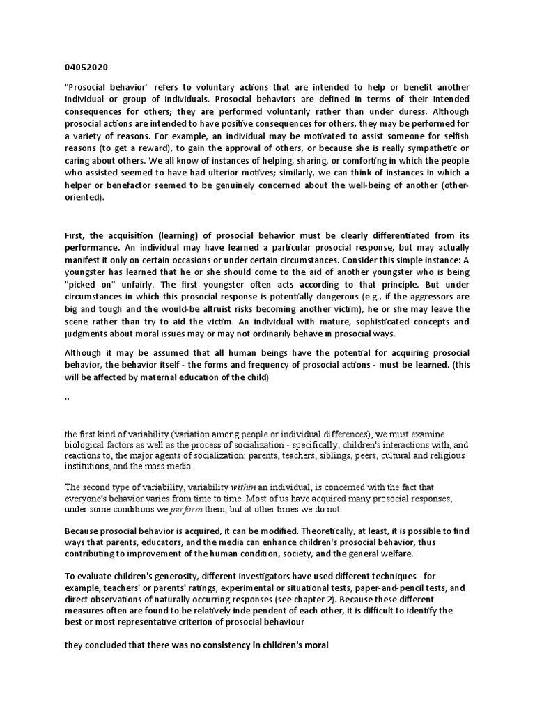 Understanding Prosocial Behavior | PDF | Socialization | Behavior