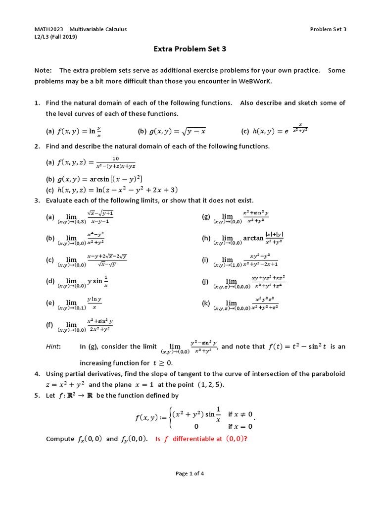 23 Problem Set 3 Derivative Differential Equations