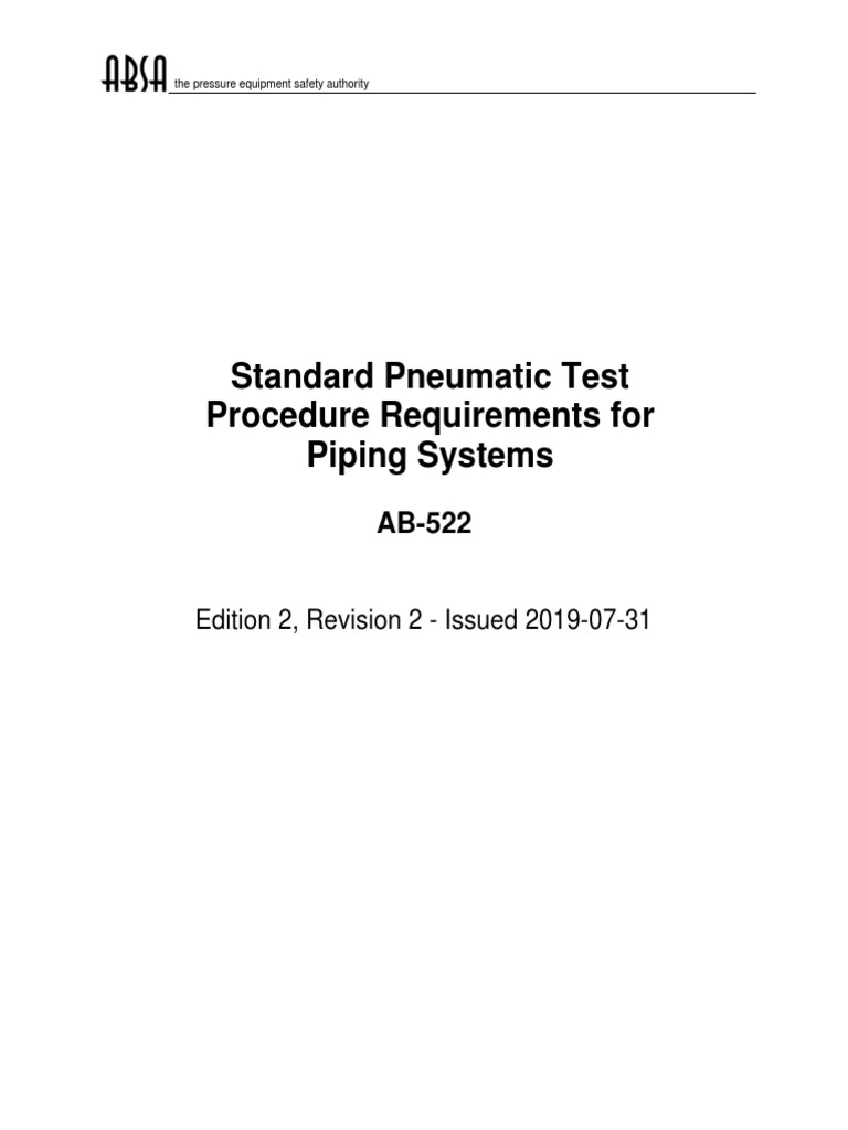 Standard Pneumatic Test Procedure Requirements For Piping Systems PDF