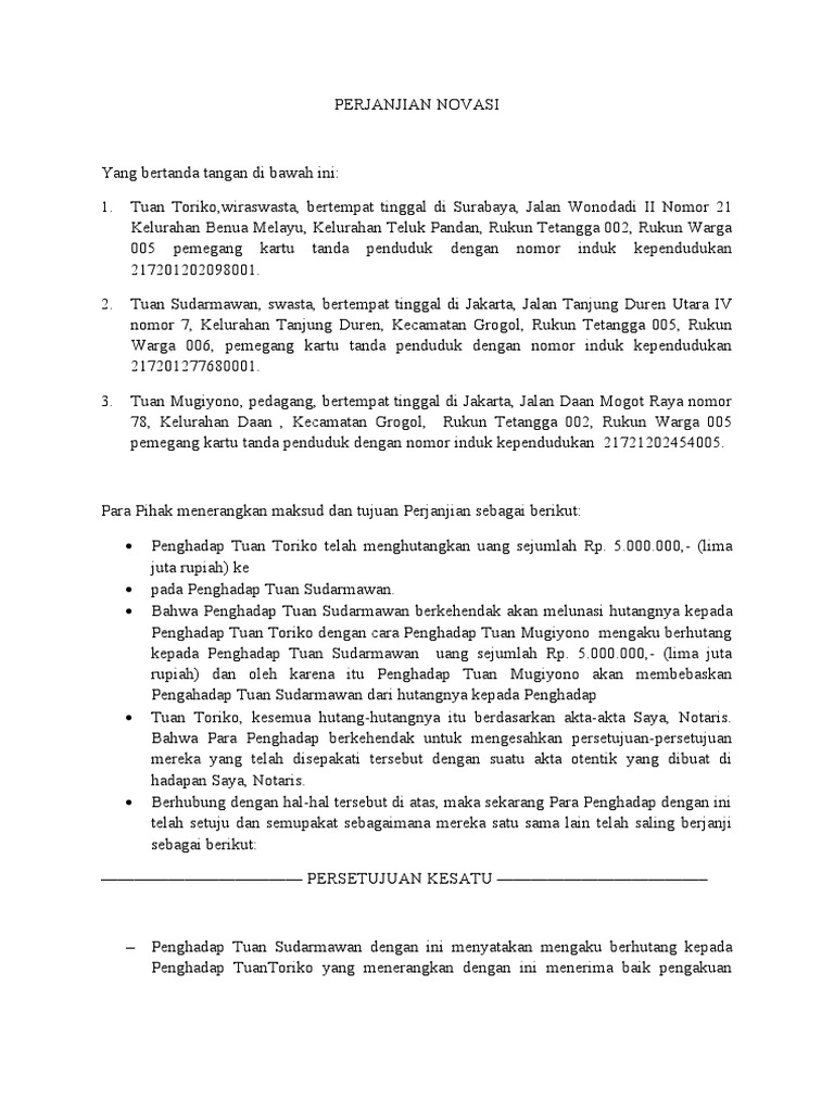 Perjanjian Novasi | PDF