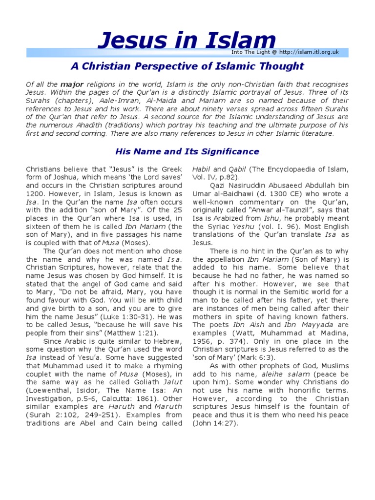 Jesus in Islam: A Christian Perspective of Islamic Thought | PDF