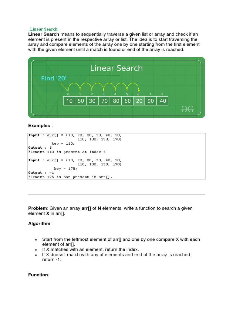 Linear Search Means To Sequentially Traverse A Given List or Array and ...