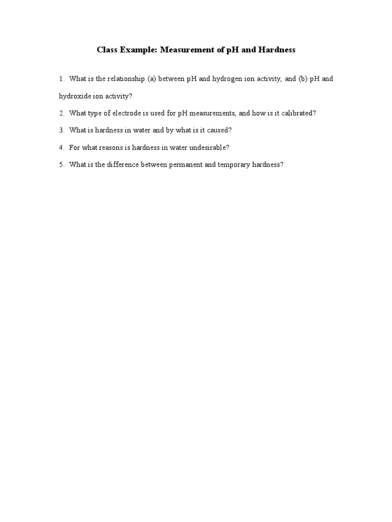 Class Example: Measurement of PH and Hardness | PDF