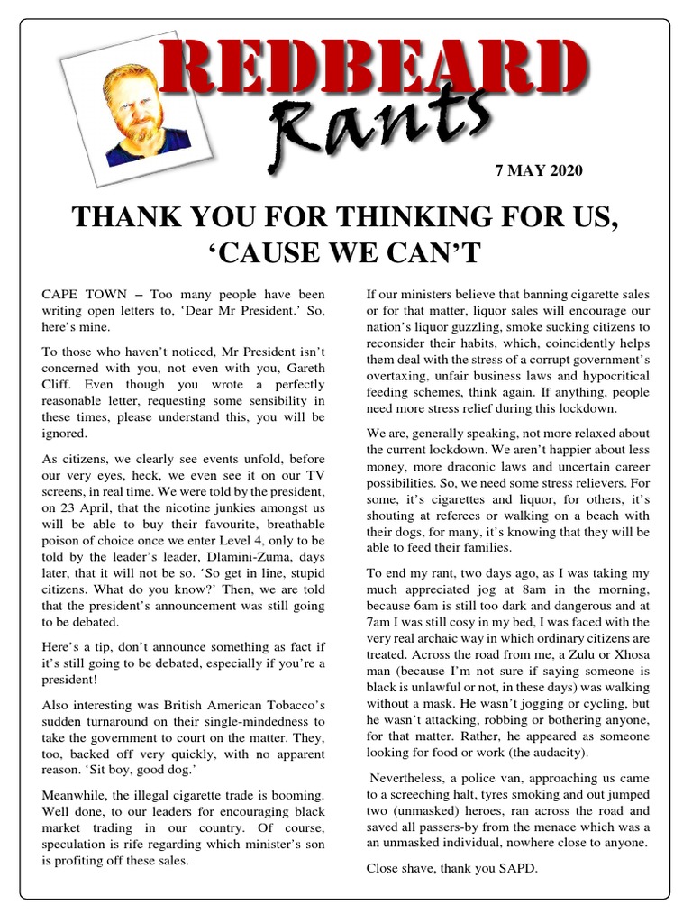 7 May 2020 - Redbeard Rants | PDF