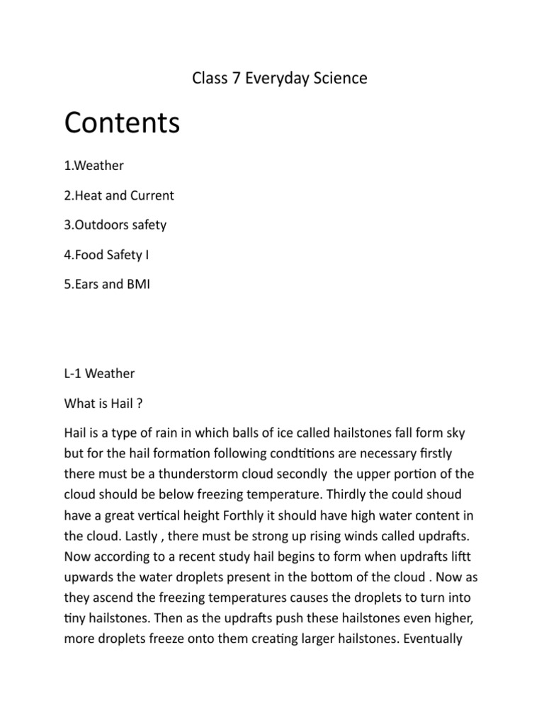 Class 7 Everyday Science Guide | PDF | Hail | Taste