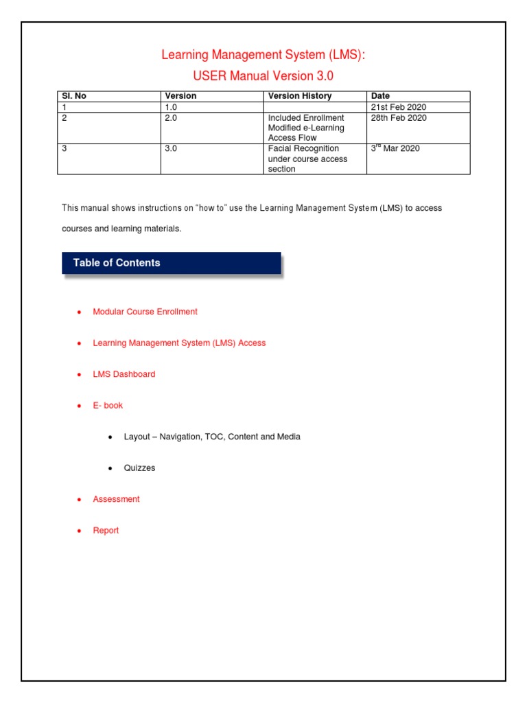 Learning Management System (LMS) : USER Manual Version 3.0: Sl. No ...