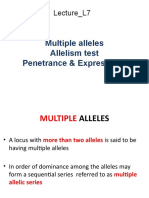 Lecture - L7: Multiple Alleles Allelism Test Penetrance & Expressivity