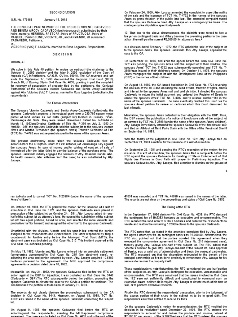 Cadavedo vs. Lacaya PDF Attorney's Fee Lawsuit