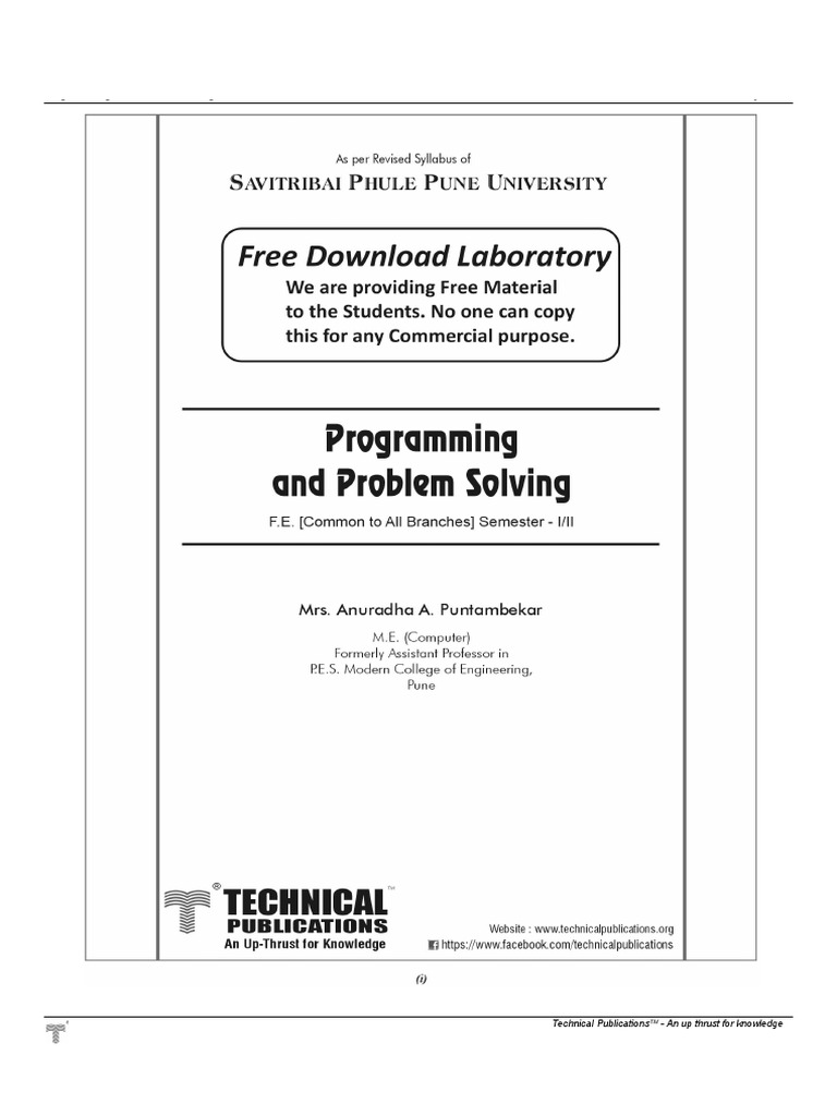 Programming and Problem Solving - Laboratory Work - FE - SPPU - 2019 ...