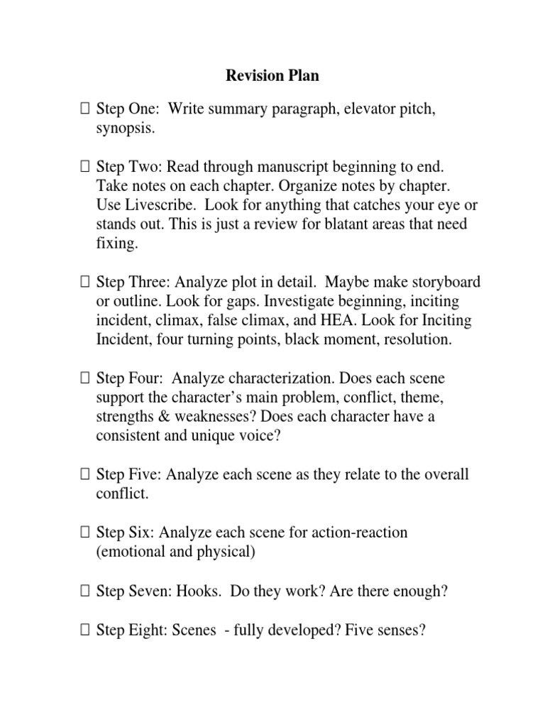Fiction Manuscript Revision Guide | PDF | Language Arts & Discipline