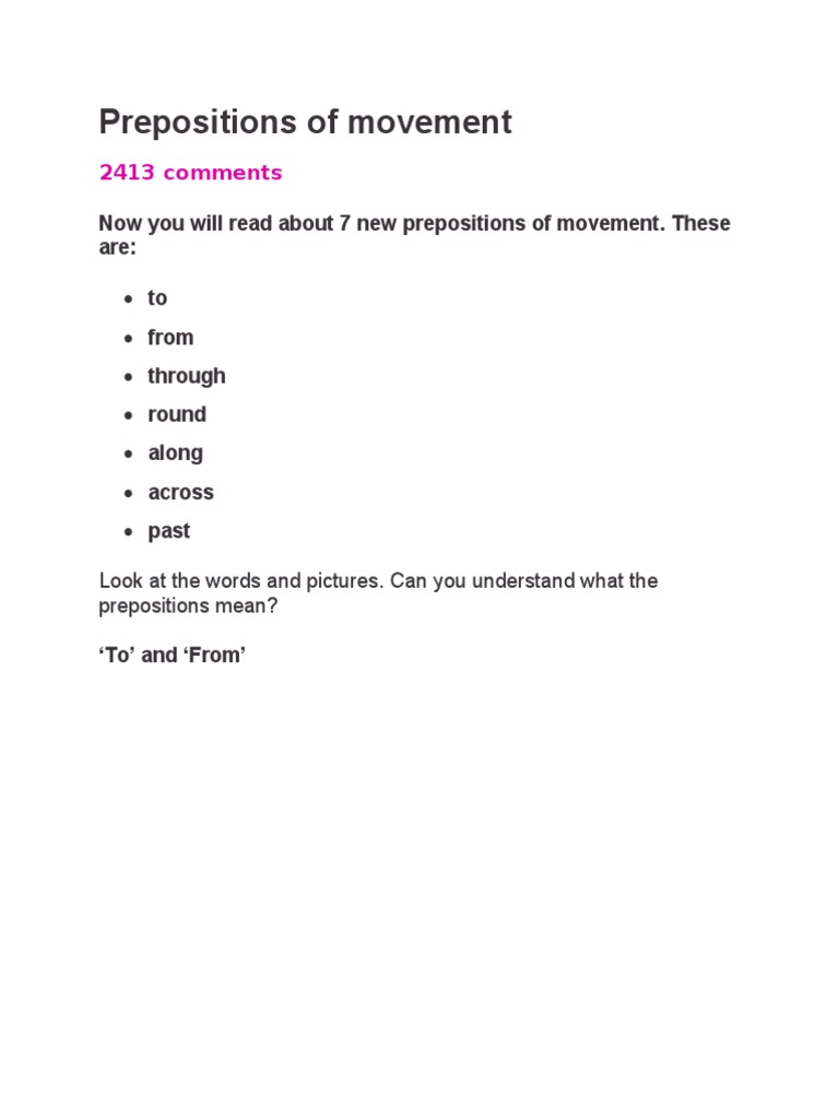 Prepositions of Movement Explained | PDF